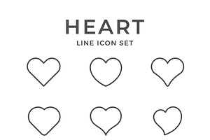 Set Line Icons Of Heart