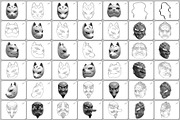 Japanese Mask Pack - Procreate Brush, a Brush Add-On by InkRef (Thumbnail 4 of 6)