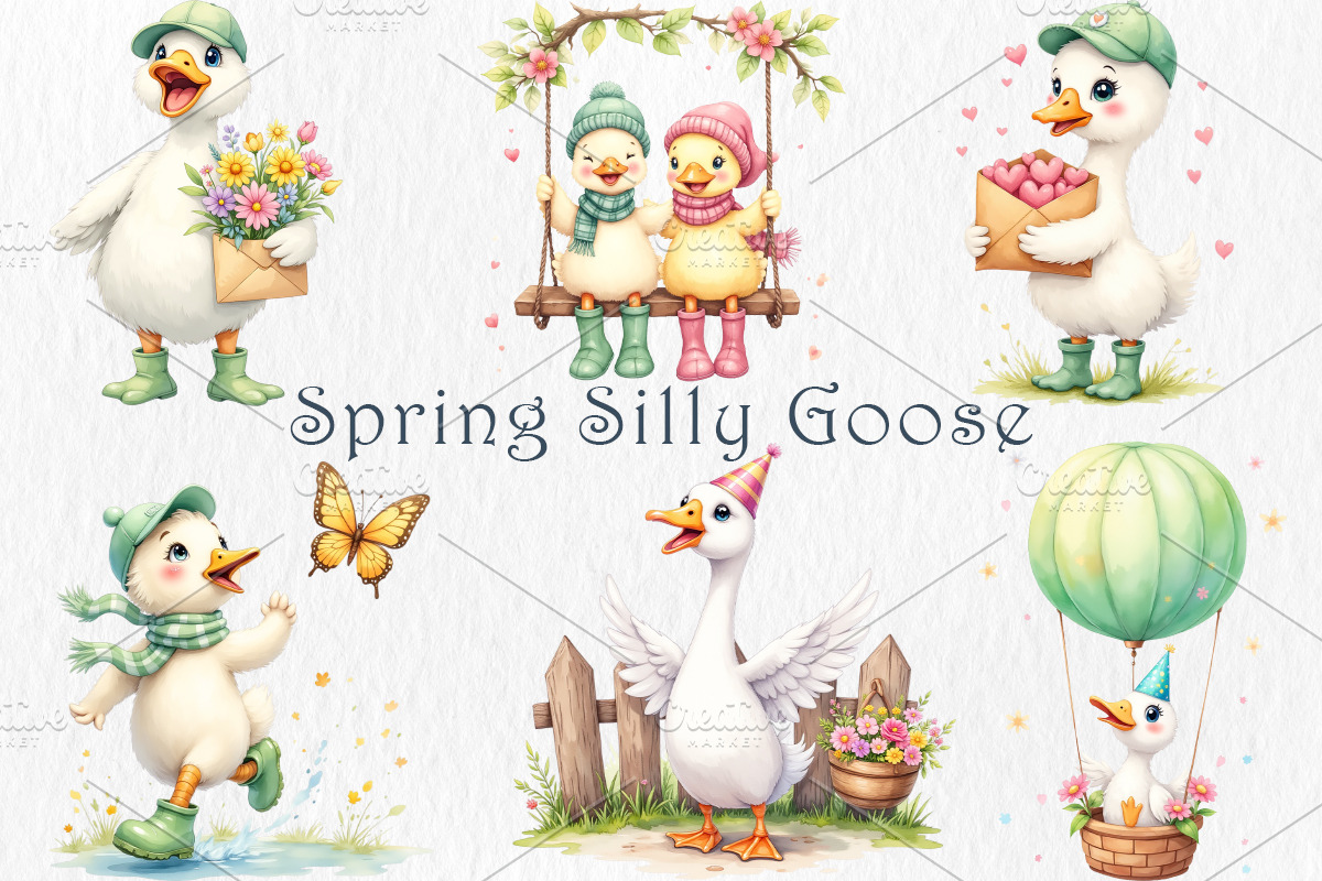 Spring Silly Goose Clipart, 40 png, an Animal Illustration by GalaDesign03 (Photo 1 of 6)