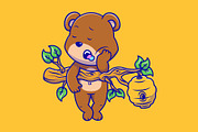 Cute Grizzly Bear Sleeping On Branch, an Animal Illustration by Artstorystudio (Thumbnail 2 of 3)