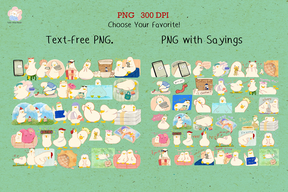 Little Ducky Action Poses PNGClipart, a Decorative Illustration by Annyillustration (Photo 4 of 5)