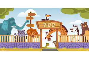Zoo entrance. Zoology park entry, an Animal Illustration by Stock-Smart-Start
