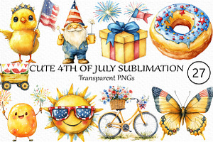 Yellow Cute 4th of July Sublimation, an Illustration by Craft Nest