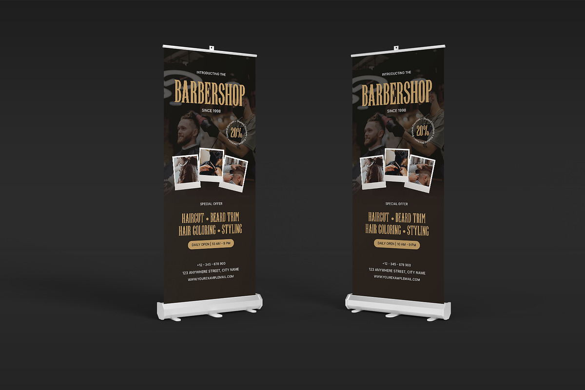 Modern Barbershop Roll-Up Banner, a Stationery Template by Neermana (Photo 3 of 4)
