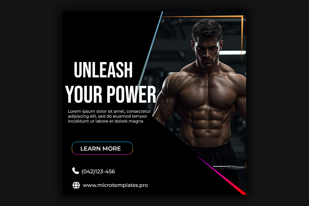 Premium Bodybuilding & Gym Post PSD, a Social Media Template by microtasker (Photo 1 of 3)