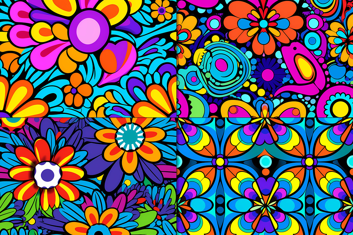 20 Seamless Psychedelic 1970s Set, a Pattern Graphic by Nordic Design (Photo 7 of 9)