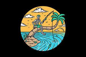 Fishing In The Sea Illustration