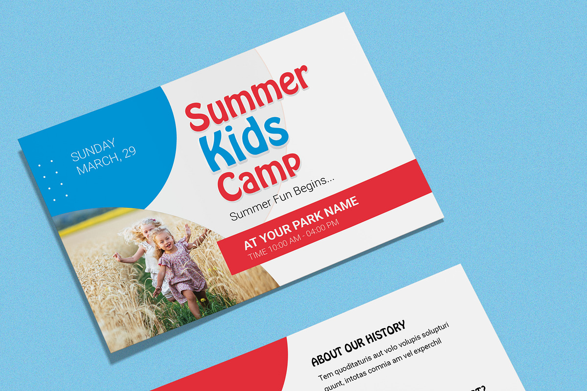 Kids Summer Camp Postcard Templates, a Stationery Template by MightyDesign (Photo 3 of 8)