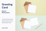 Greeting Card Square Mockup Duo, a Print Template by Studio MVDM (Thumbnail 1 of 8)