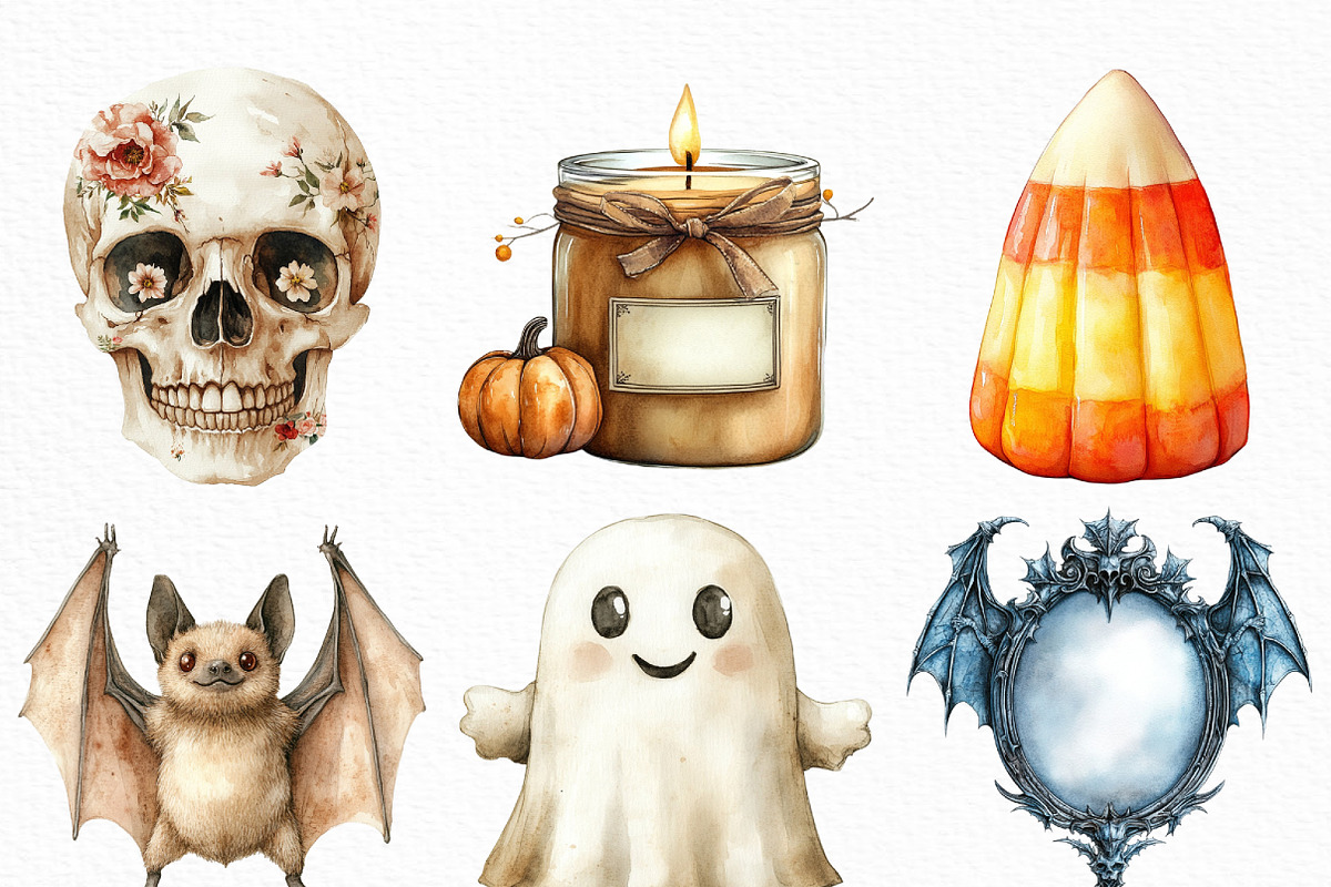 Watercolor Cute Beige Halloween Clip, an Illustration by Craft Nest (Photo 5 of 6)