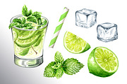 Mojito. Hand drawn watercolor set, a Food Illustration by Daria Ustiugova (Thumbnail 9 of 11)