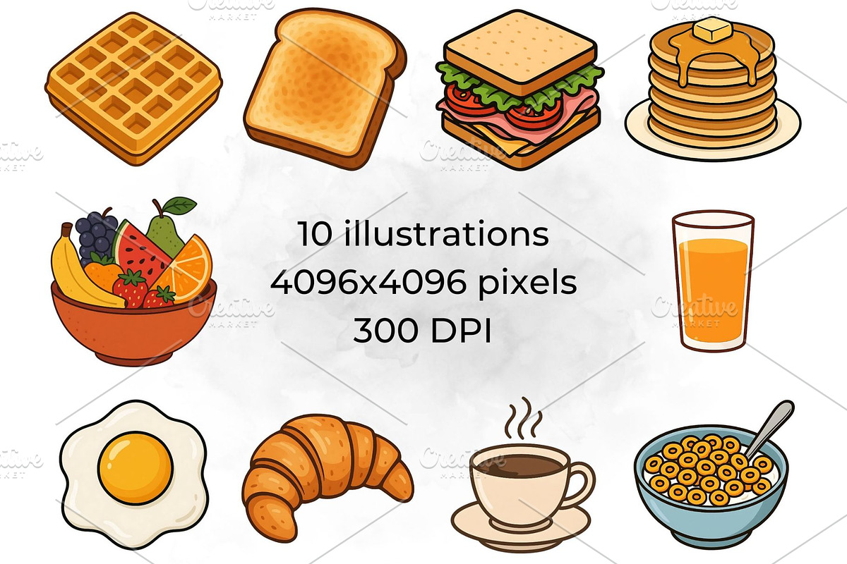 Breakfast Clipart PNG Food Graphics, a Food Illustration by QM_ART (Photo 2 of 7)