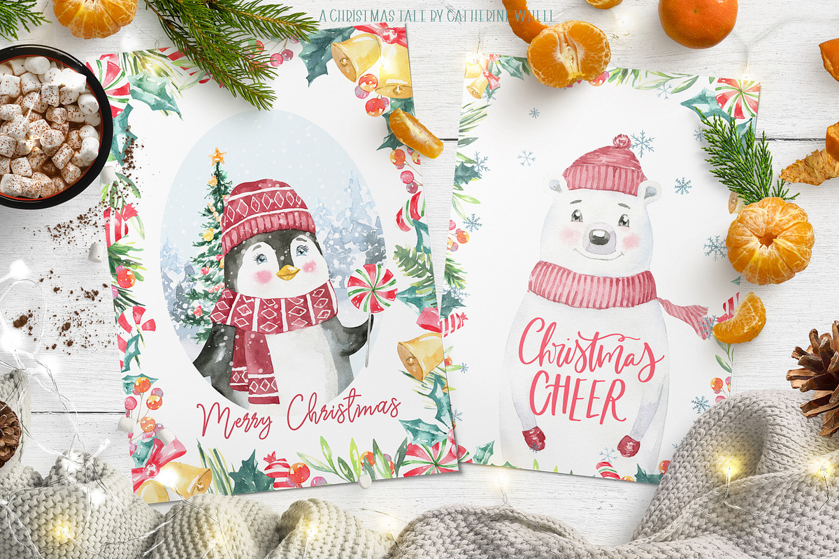 Christmas Tale Watercolor Clipart, an Animal Illustration by Catherine Wheel (Photo 2 of 14)
