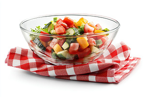 Fresh salad with vegetables in bowl, organic healthy food, a Food & Drink Photo by AlyaAnd