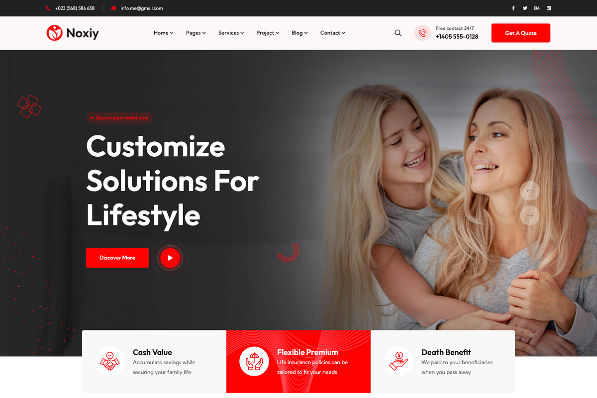 Insurance Company WordPress Theme, a WordPress Template by UInstrument (Photo 1 of 8)