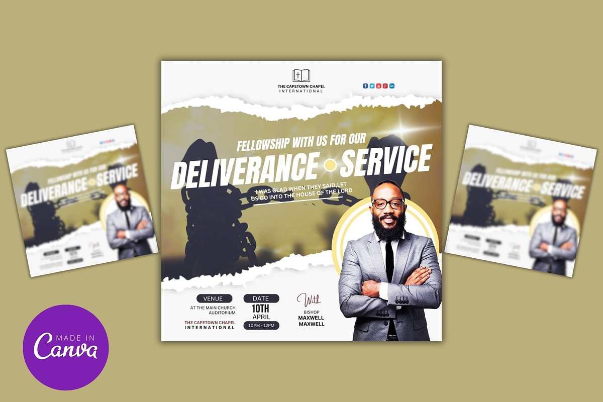 Deliverance Service Instagram Post, a Social Media Template by Mishek Munene (Photo 3 of 4)
