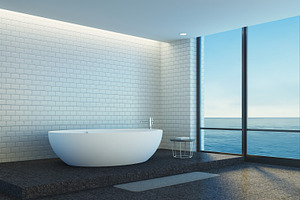 Moderm luxury bathroom sea view