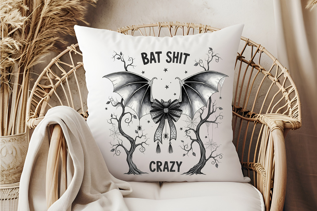 Bat Bow Crazy PNG, Funny Halloween, an Illustration by DreamCafeArt (Photo 4 of 7)