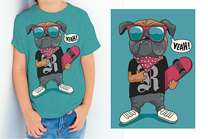 Skater Comic Dog Vector Design