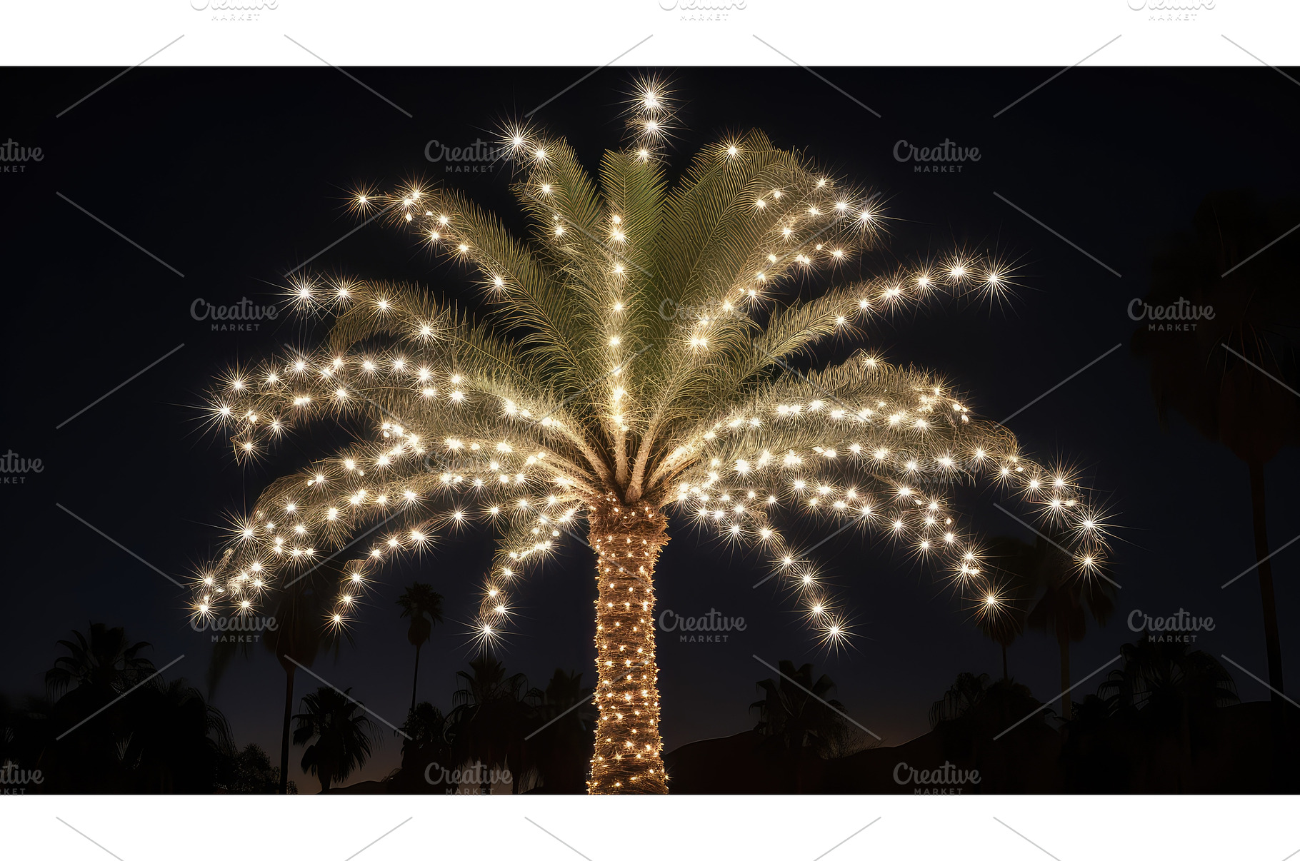 illuminate christmas light palm tree, a Holiday Photo by pikepicture
