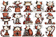 Whimsical Christmas Cats Clipart, an Illustration by Pixels.Craft (Thumbnail 5 of 6)