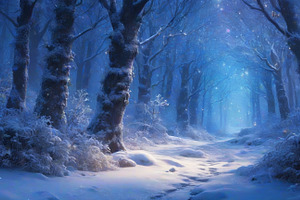 Trees In Snowy Forest