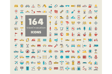 164 travel vacation vector icons set, an Icon by Nasik-Nosik