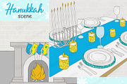 Hanukkah Scene, a Seasonal Illustration by GlamArtZhanna (Thumbnail 1 of 3)