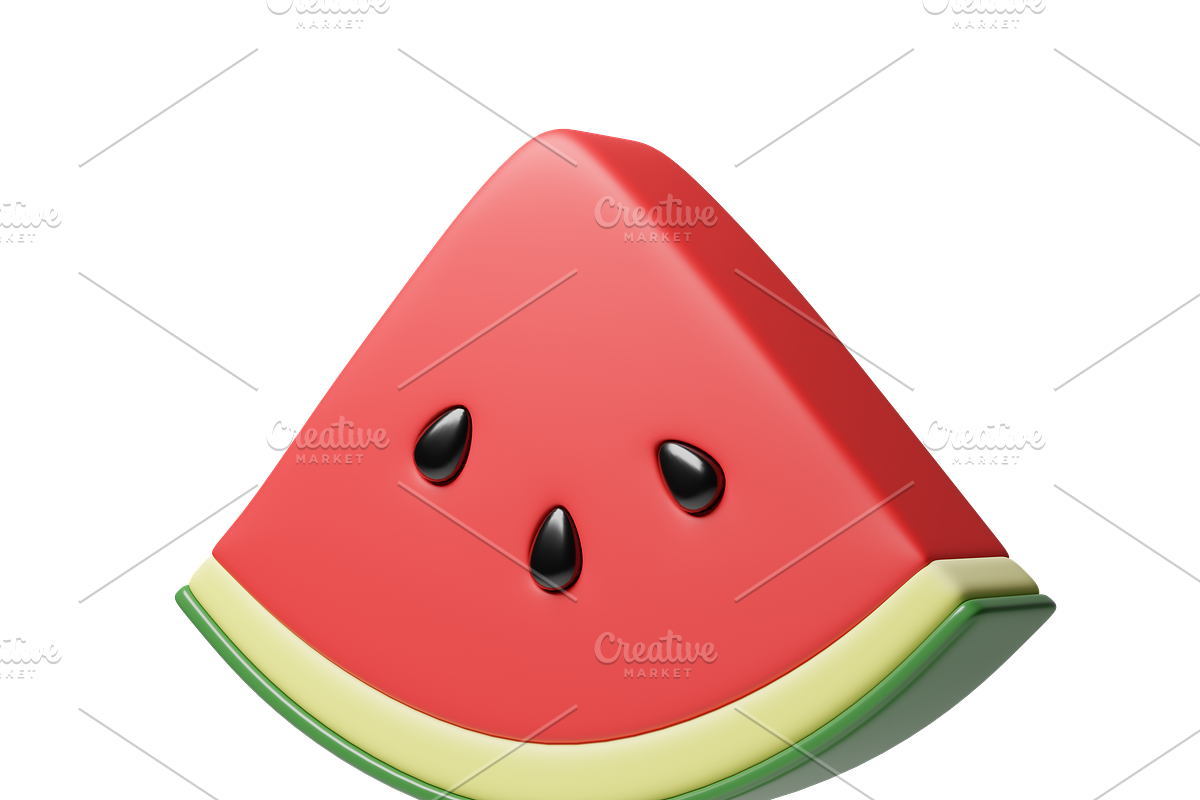 Cute 3D Watermelons icons, a Food & Drink 3D Model by Hannet (Photo 7 of 7)