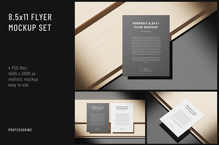 Portrait 8.5x11 Flyer Mockup Set, an Advertising Mockup by professorinc