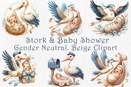 Stork and Baby Shower Clipart