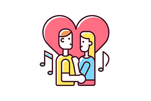 Couple Dancing RGB Color Icon