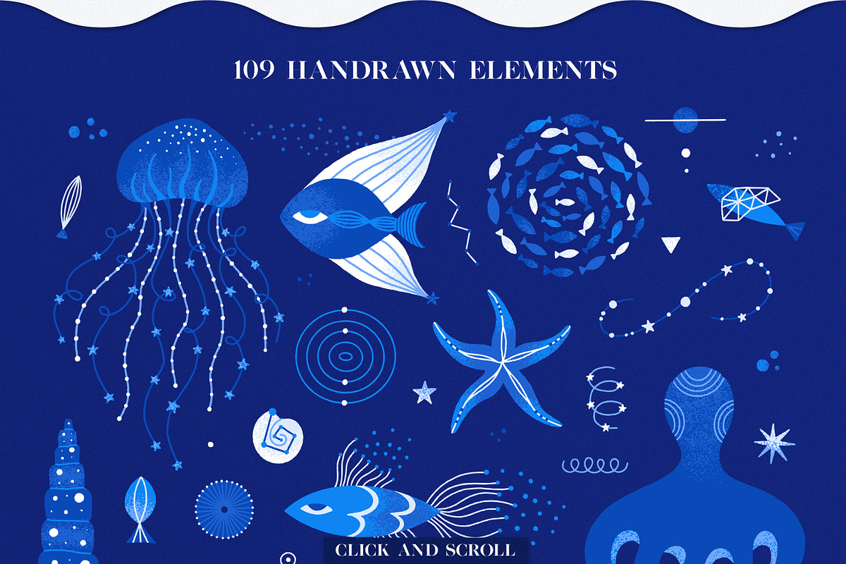 Cosmic Sea - Vector Collection, an Animal Illustration by Leila Divine (Photo 4 of 9)