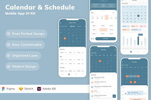 Calendar Schedule Mobile App UI Kit, an UI Kit Template by Betush