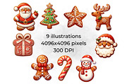 Christmas Gingerbread Clipart, a Seasonal Illustration by QM_ART (Thumbnail 2 of 7)