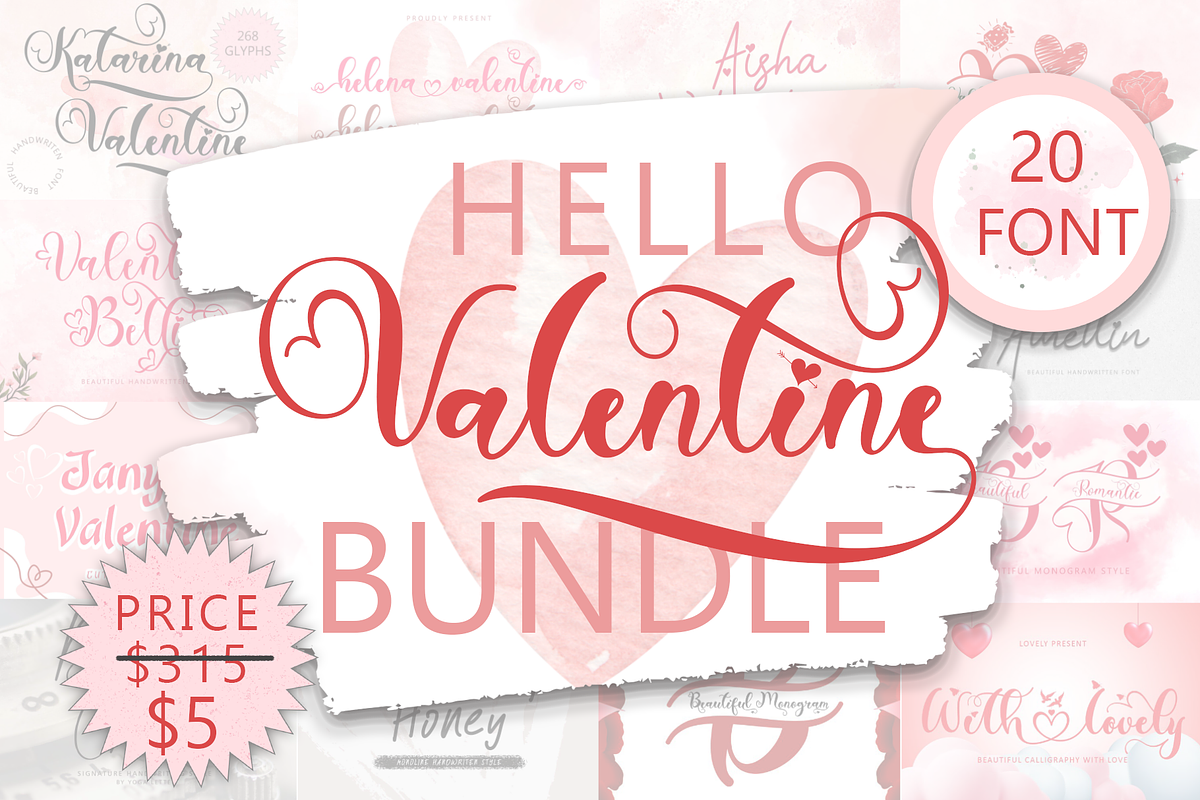 Hello Valentine Bundle, a Handwritten Font by Yoga Letter