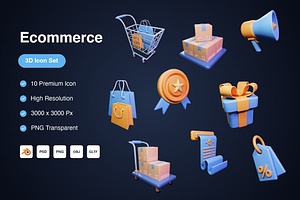 Ecommerce 3D Icons Set, an Object 3D Model by Kmg Design