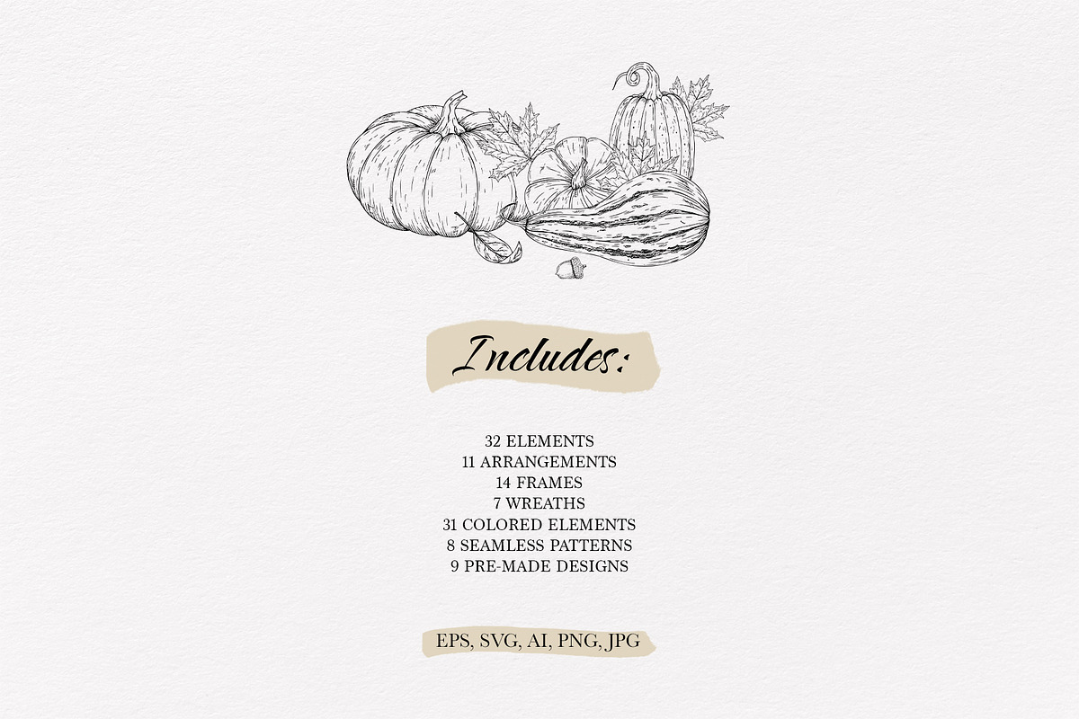 AUTUMN|Botanical line art collection, a Seasonal Illustration by Navenzeles (Photo 2 of 16)