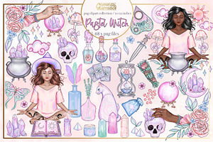 Pastel Witch clipart collection