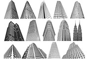 Skyscrapers- vector/brush set, an Illustration by BusOne (Thumbnail 1 of 2)