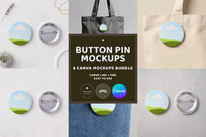 Button Pin Canva Mockup Bundle