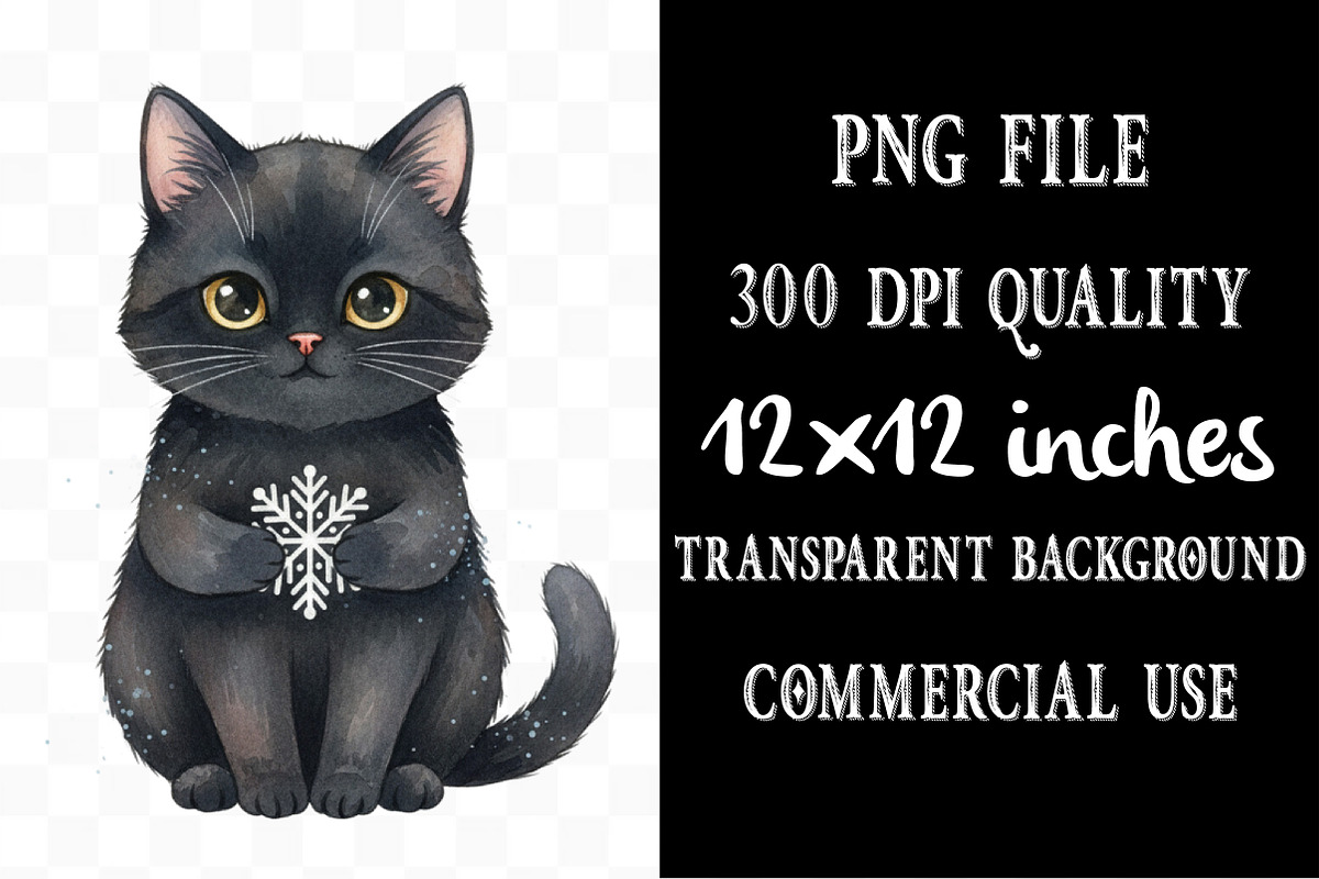 Whimsical Christmas Black Cats, an Illustration by Designking (Photo 4 of 5)