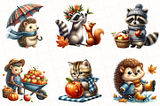 Watercolor Autumn Animals Clipart, an Illustration by OK Design (Thumbnail 4 of 5)
