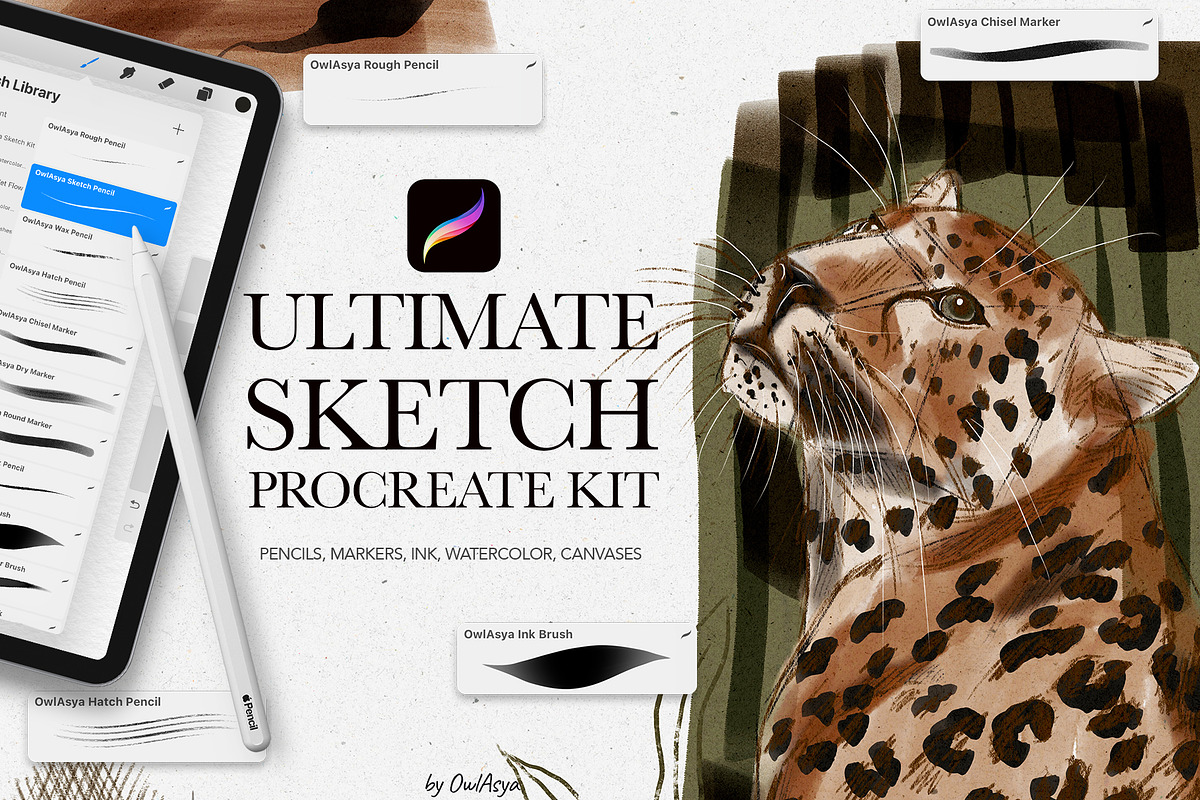 Ultimate Sketch Procreate Brushes, a Brush Add-On by owlasya (Photo 1 of 6)