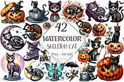 Skeleton Black Cat Clipart, a Graphic by designcity5 (Thumbnail 1 of 5)