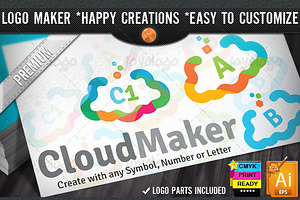 Colorful Flat Cloud Logo Maker Set