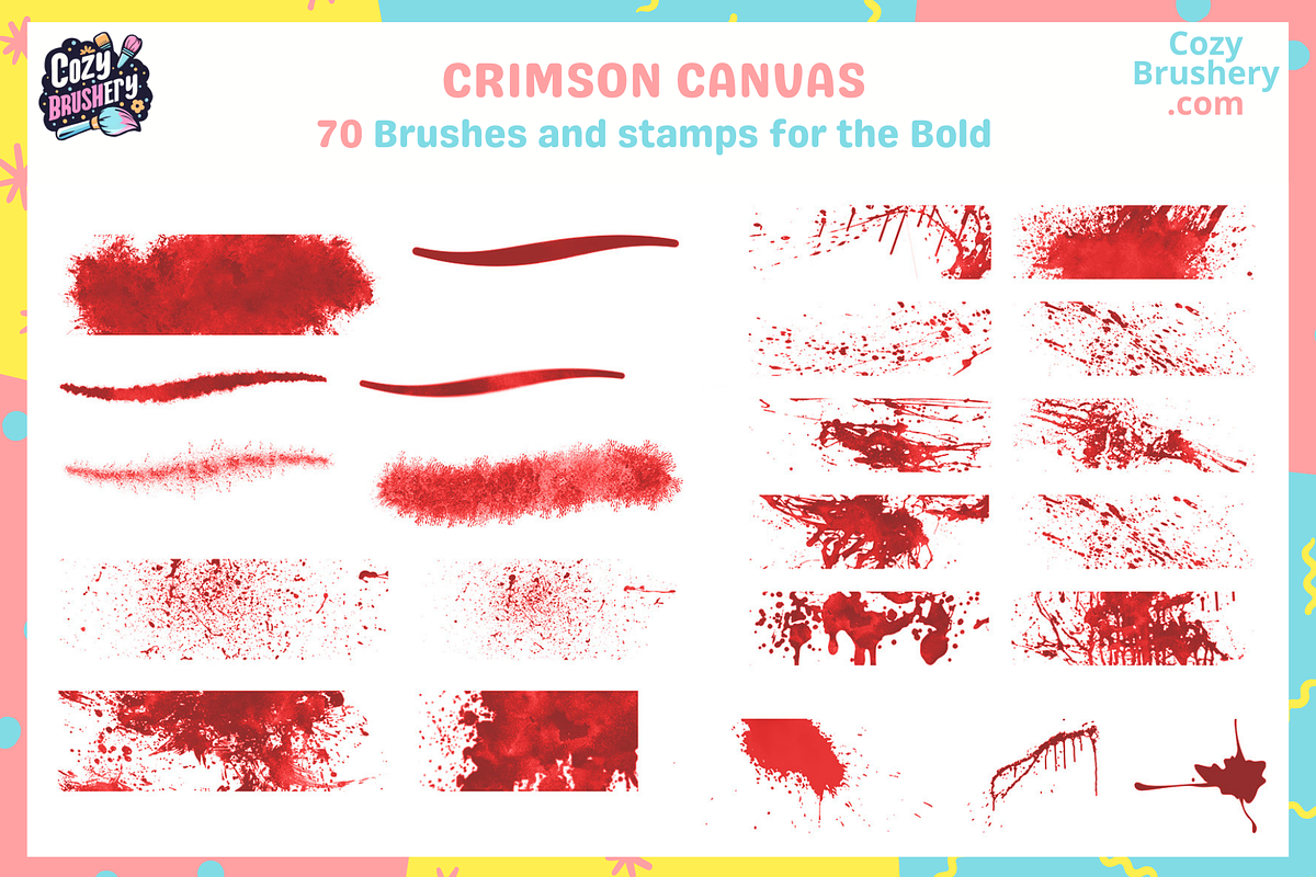 Procreate Blood Brushes, a Brush Add-On by Cozy Brushery (Photo 3 of 7)