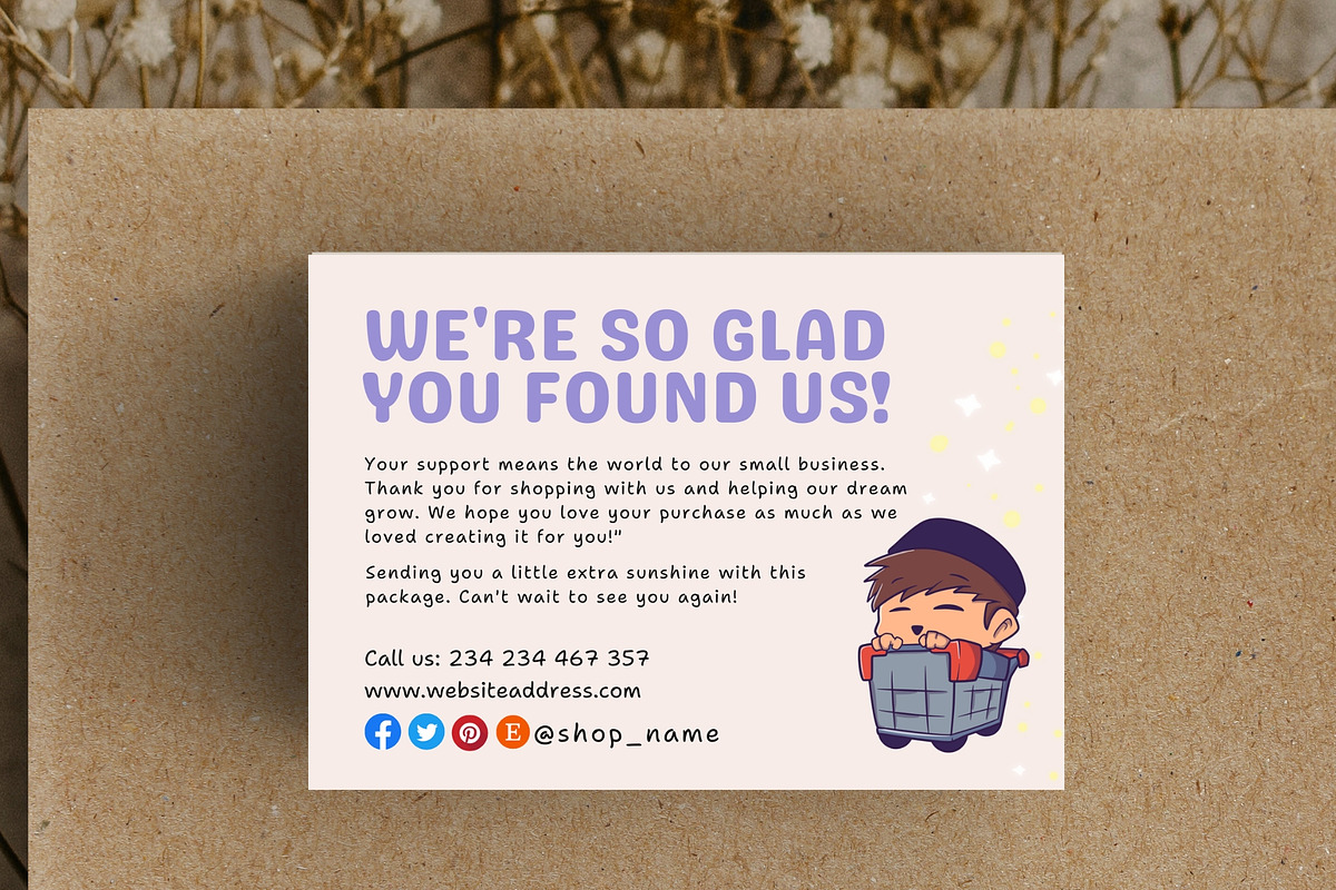 Cute Small Business Thank You Card, a Print Template by Elegant_Studio44 (Photo 3 of 4)