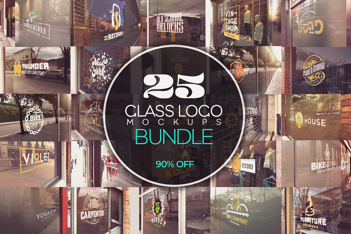Glass Logo Mockups Bundle x25, a Mockup by SmartDesigns (Photo 1 of 8)