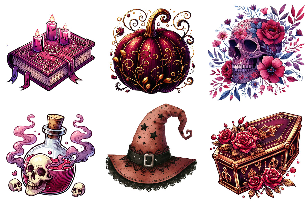 Burgundy & Halloween Sublimation png, an Illustration by Watercolor design (Photo 3 of 5)
